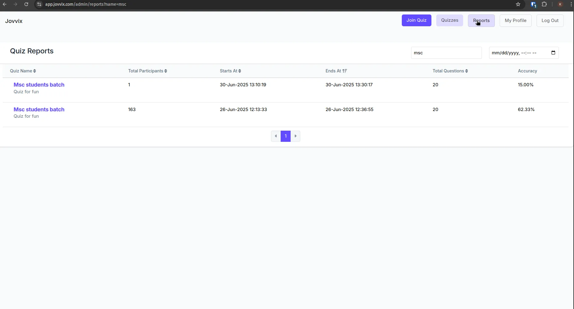 Report Dashboard and Records
